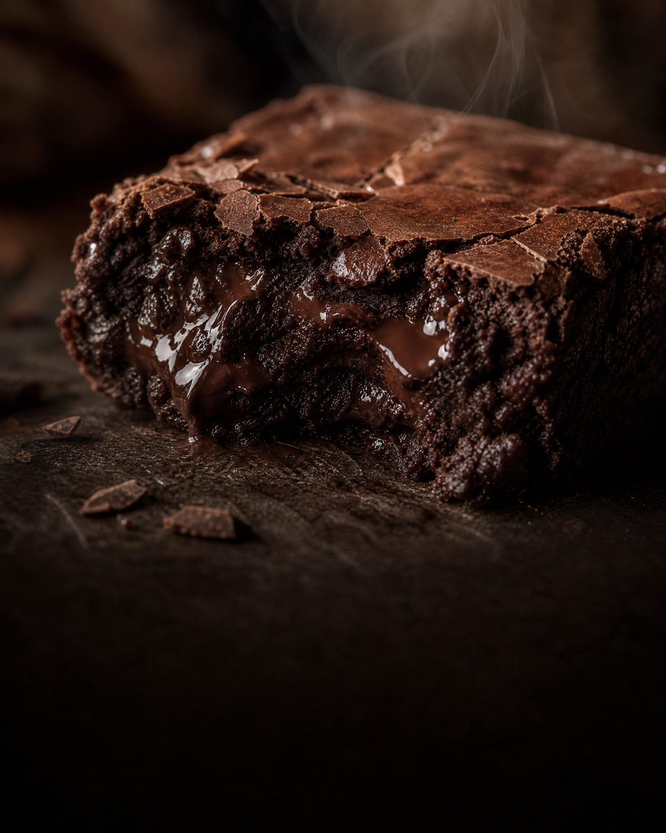 A warm fudgy chocolate brownie with a molten centre